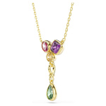 Imber Y pendant Mixed cuts, Multicolored, 18K gold finish